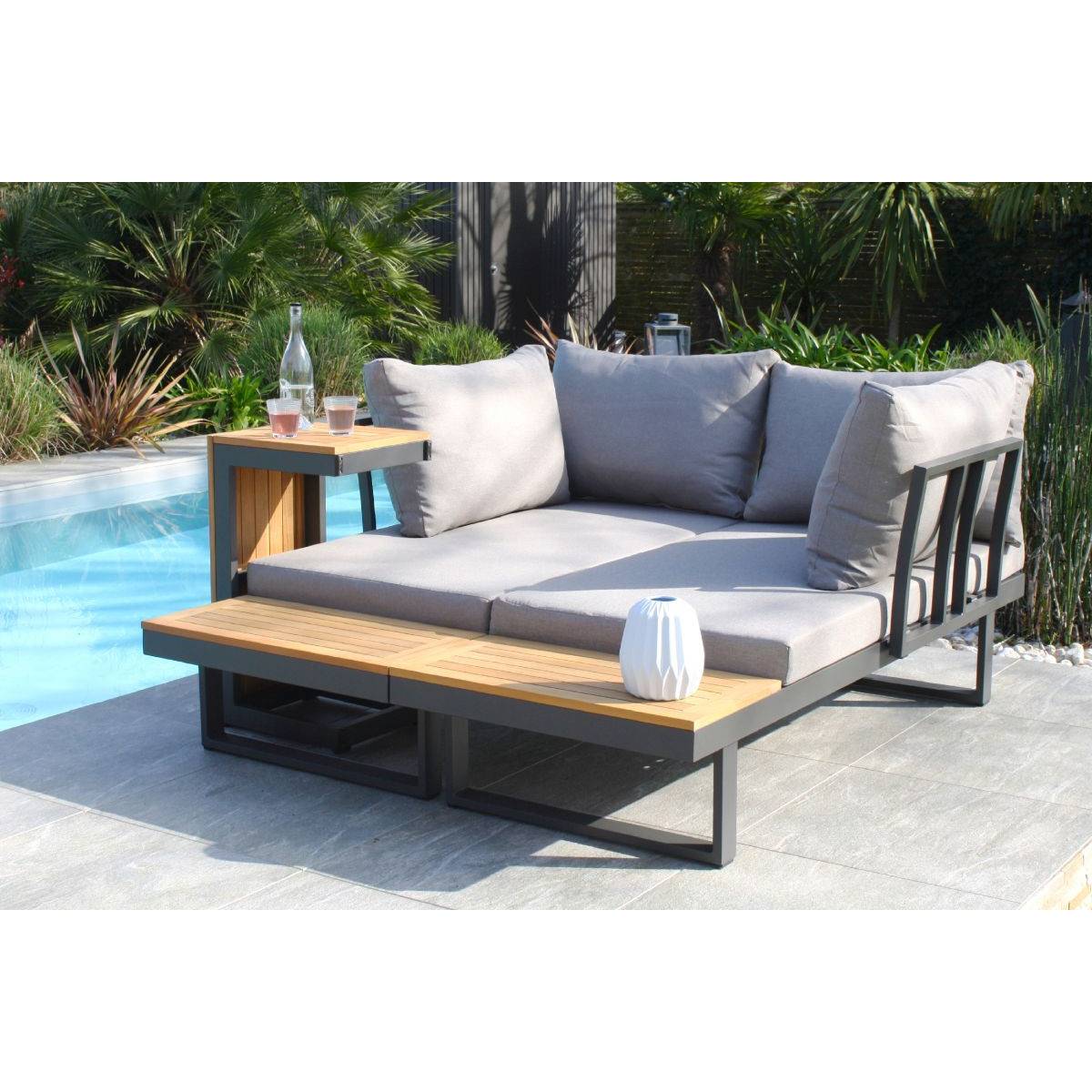 Dcb Garden - Salon de Jardin Modulable 4 Places "Tokyo" 175cm Gris Anthracite - Image 8