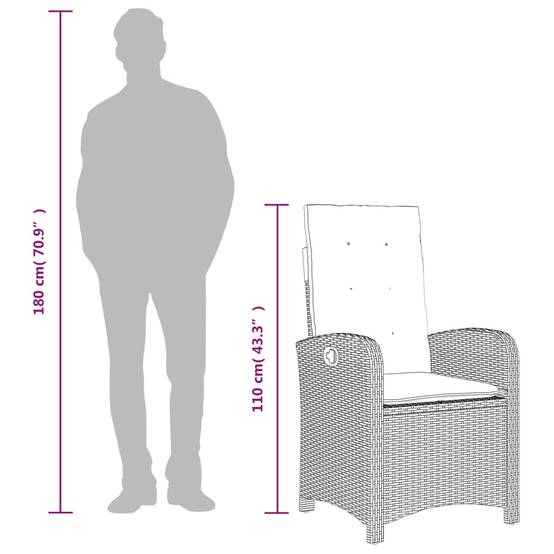 ComfortXL - Fauteuils Relax de Jardin Inclinables Résine Tressée Dossier Réglable pour Terrasse Lot de 2 Noir – ComfortXL Outdoor Living - Image 7