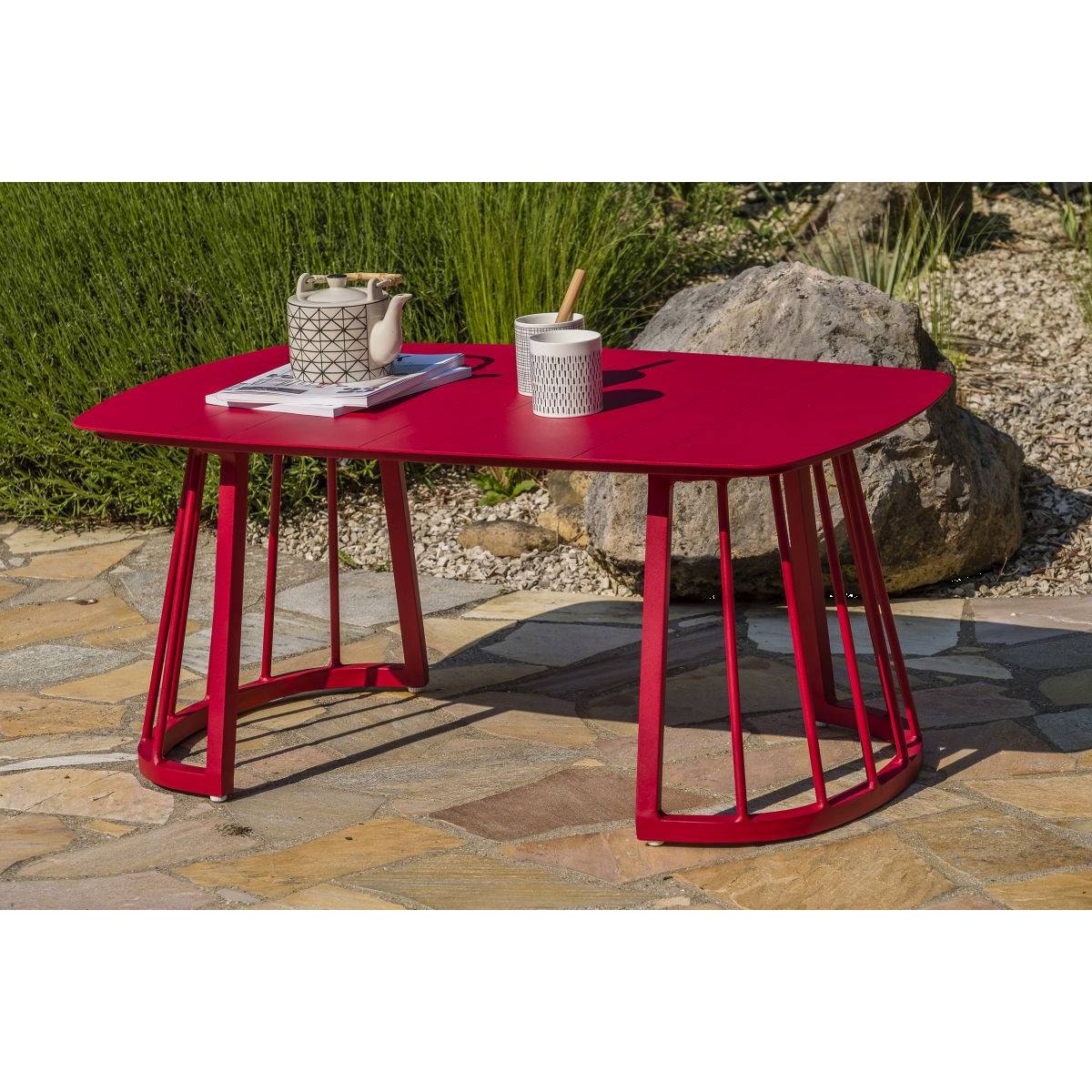 Paris Prix - Salon de Jardin 4 places "Apolline" 150cm Framboise - Image 3