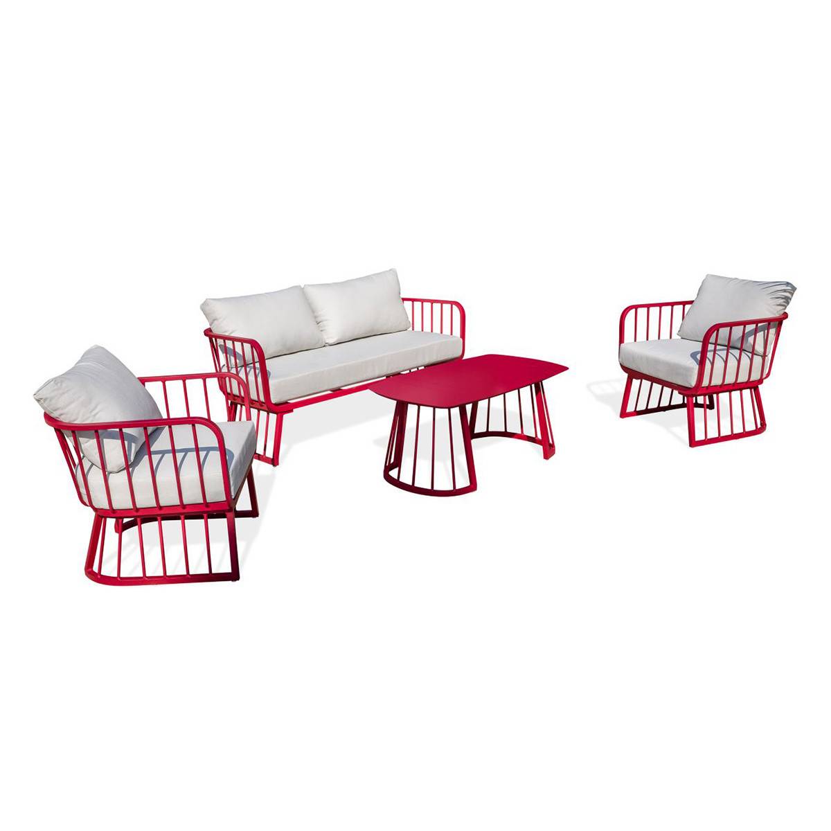 Paris Prix - Salon de Jardin 4 places "Apolline" 150cm Framboise - Image 1