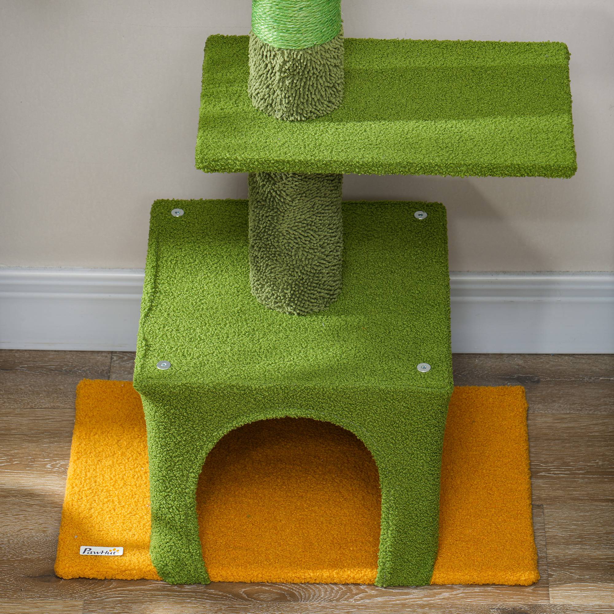 Arbre à Chat Hauteur Plafond Tissu Teddy Réglable Griffoir Sisal 230-275cm Vert - ComfortXL Pet Living - Image 8