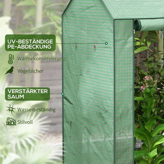 Serre de jardin acier vert 100 x 80 x 150 cm - PANGIVO - Image 5