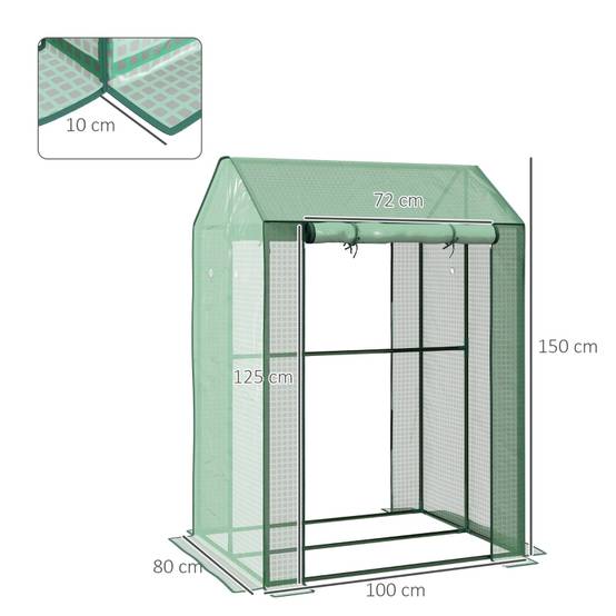 Serre de jardin acier vert 100 x 80 x 150 cm - PANGIVO - Image 3