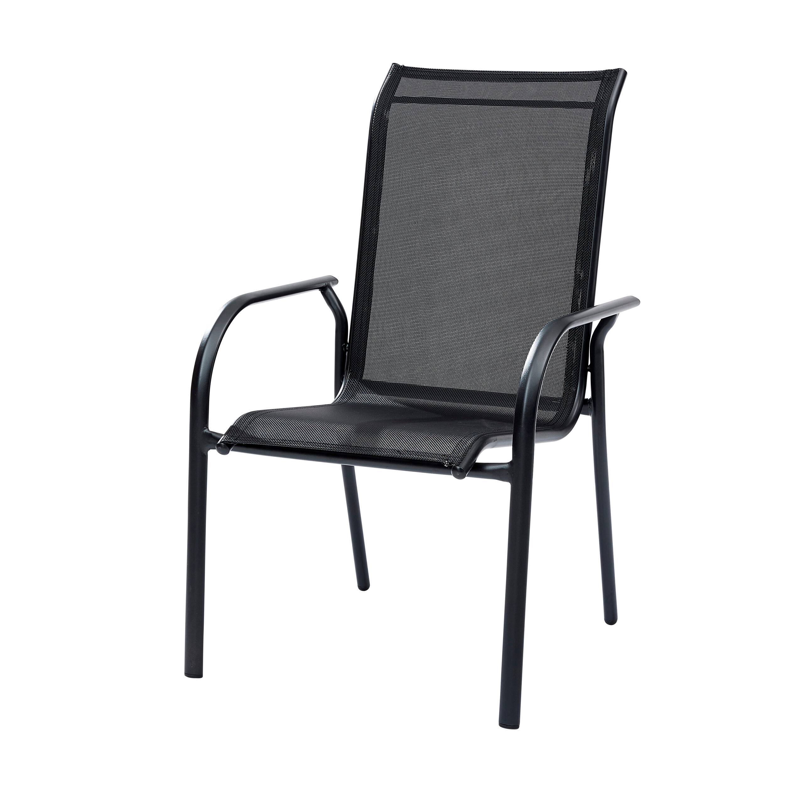 Wilsa Garden - Fauteuil BlackSun structure aluminium noire, assise textilène noire - Image 1