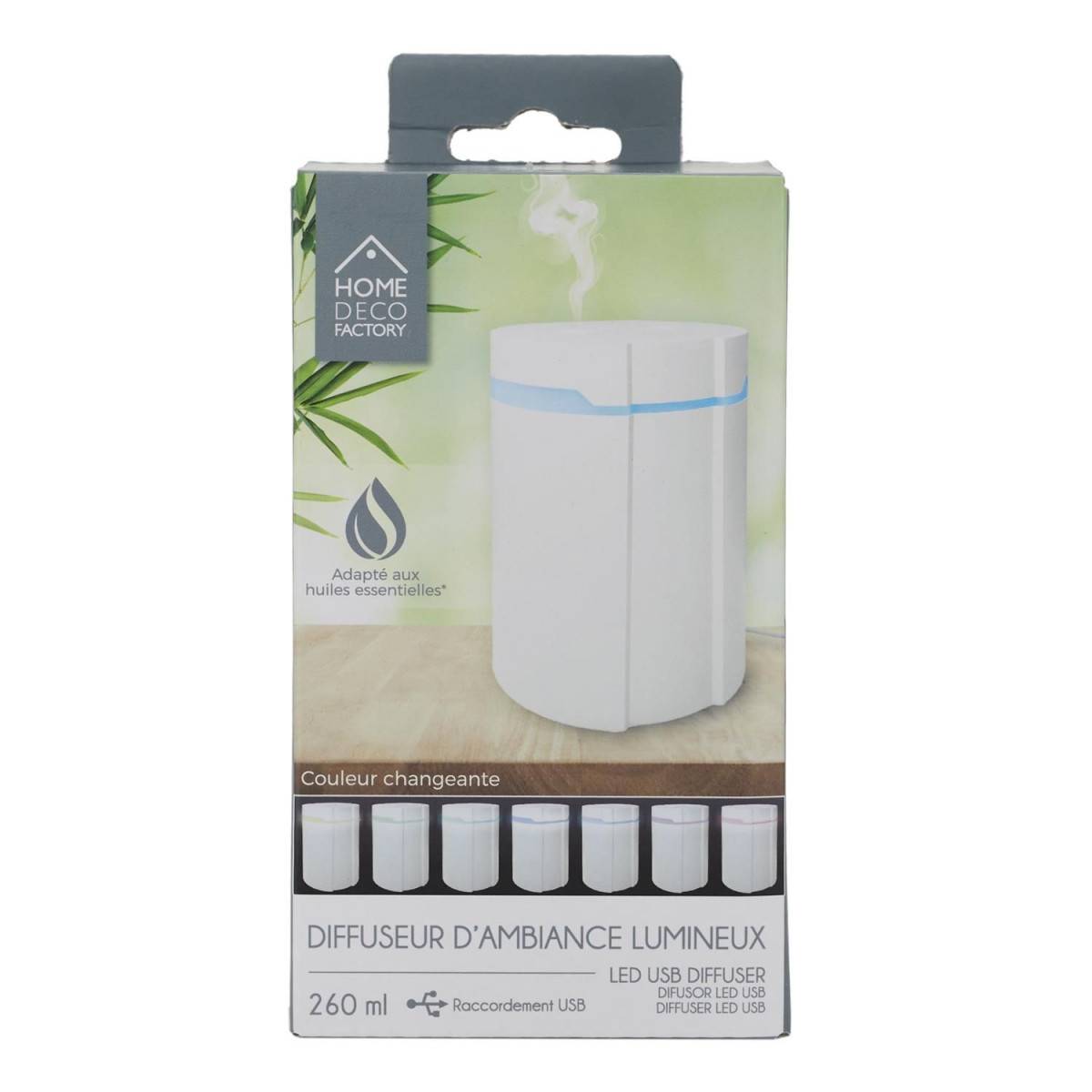 The Home Deco Factory - Diffuseur d'Huile Essentielle USB "Led" 260ml Blanc - Image 6