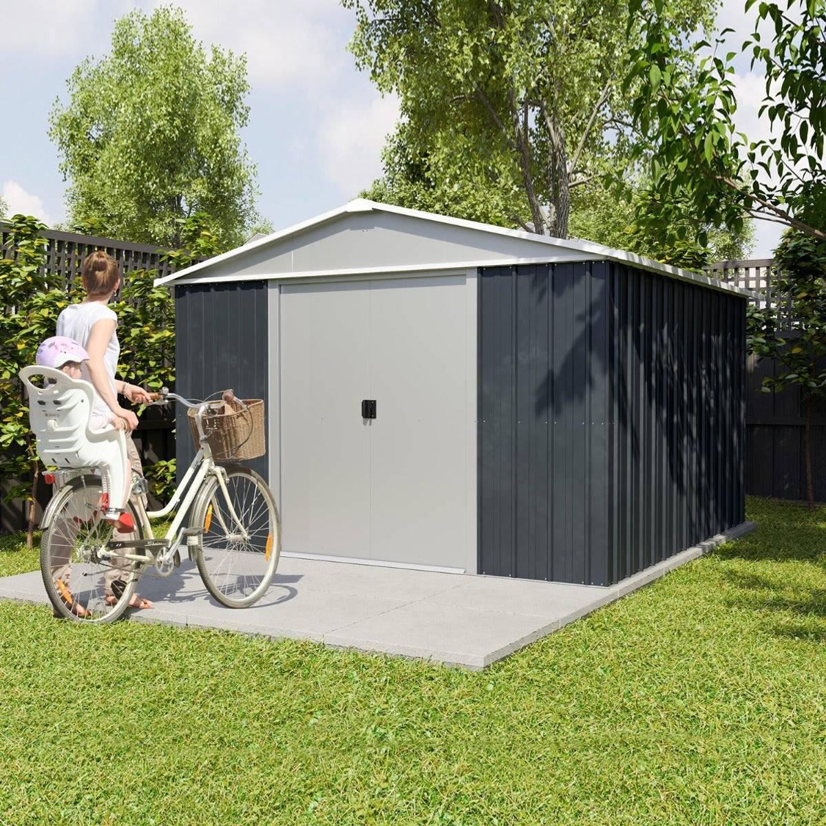 Yardmaster - Abri de jardin metal anthracite Yardmaster 8,12 m2 et kit d'ancrage - Image 3