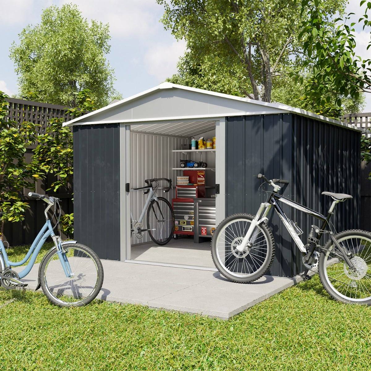 Yardmaster - Abri de jardin metal anthracite Yardmaster 8,12 m2 et kit d'ancrage - Image 2