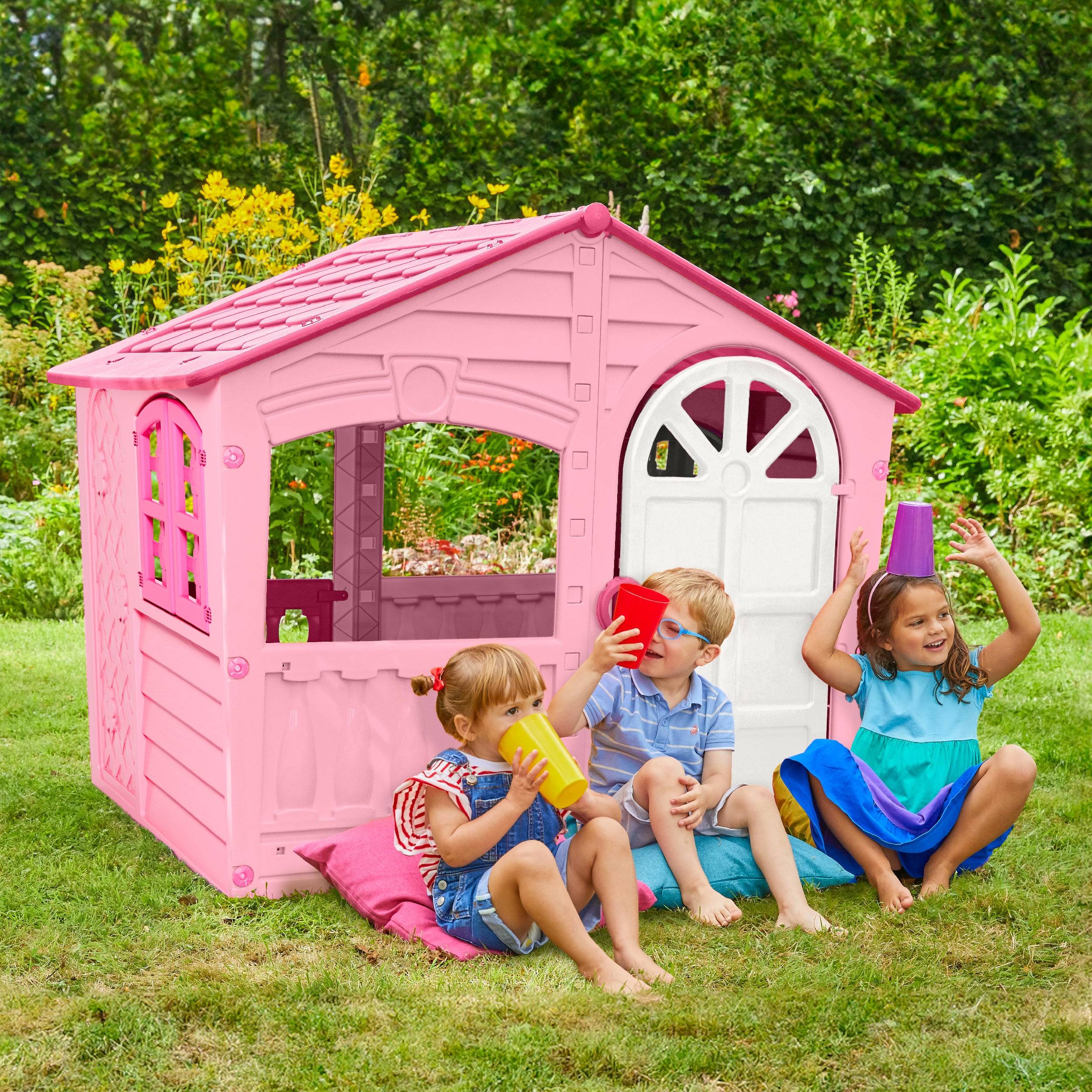Maisonnette cabane plastique rose BARBE A PAPA - Image 1