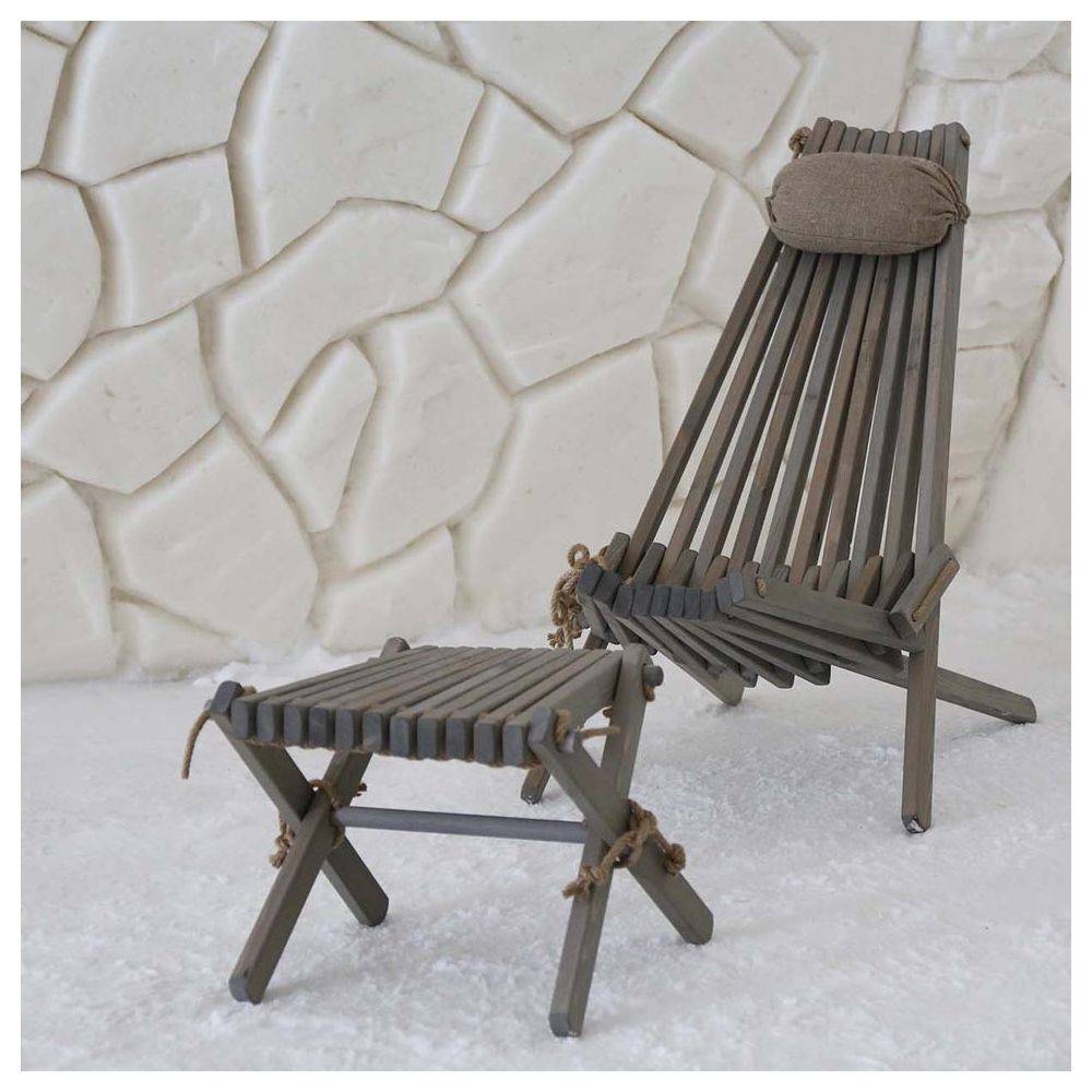 Ecofurn - Chilienne bois EcoChair (coussin offert) Pin Gris - Image 4