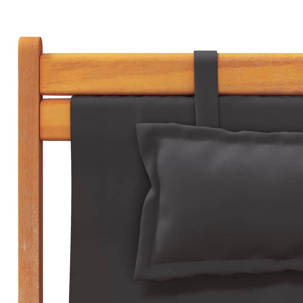 Chaises de plage pliables noir tissu 60 x 112/119/127 x 81/88,5/95 cm - PANGIVO - Image 8
