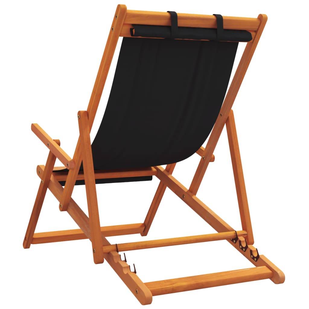 Chaises de plage pliables noir tissu 60 x 112/119/127 x 81/88,5/95 cm - PANGIVO - Image 6