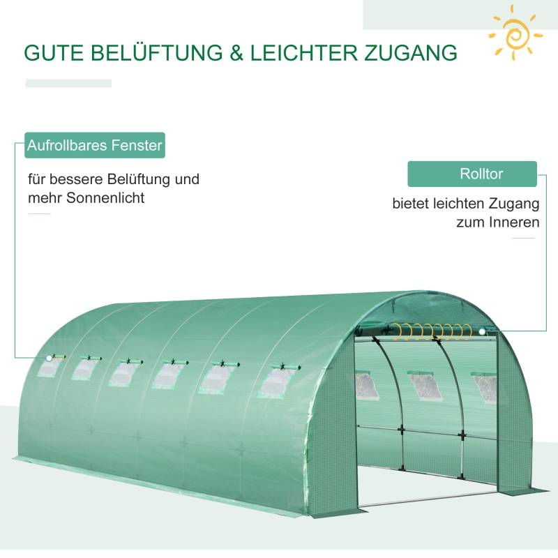 Bâche Serre Tunnel Rechange PE Anti-UV 12 Fenêtres 18m² 6x3m - ComfortXL Outdoor Living - Image 4