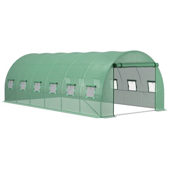 Bâche Serre Tunnel Rechange PE Anti-UV 12 Fenêtres 18m² 6x3m - ComfortXL Outdoor Living - Image 2