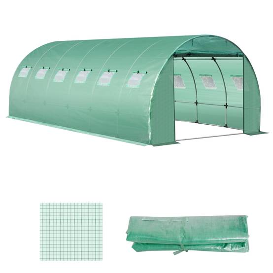 Bâche Serre Tunnel Rechange PE Anti-UV 12 Fenêtres 18m² 6x3m - ComfortXL Outdoor Living - Image 8