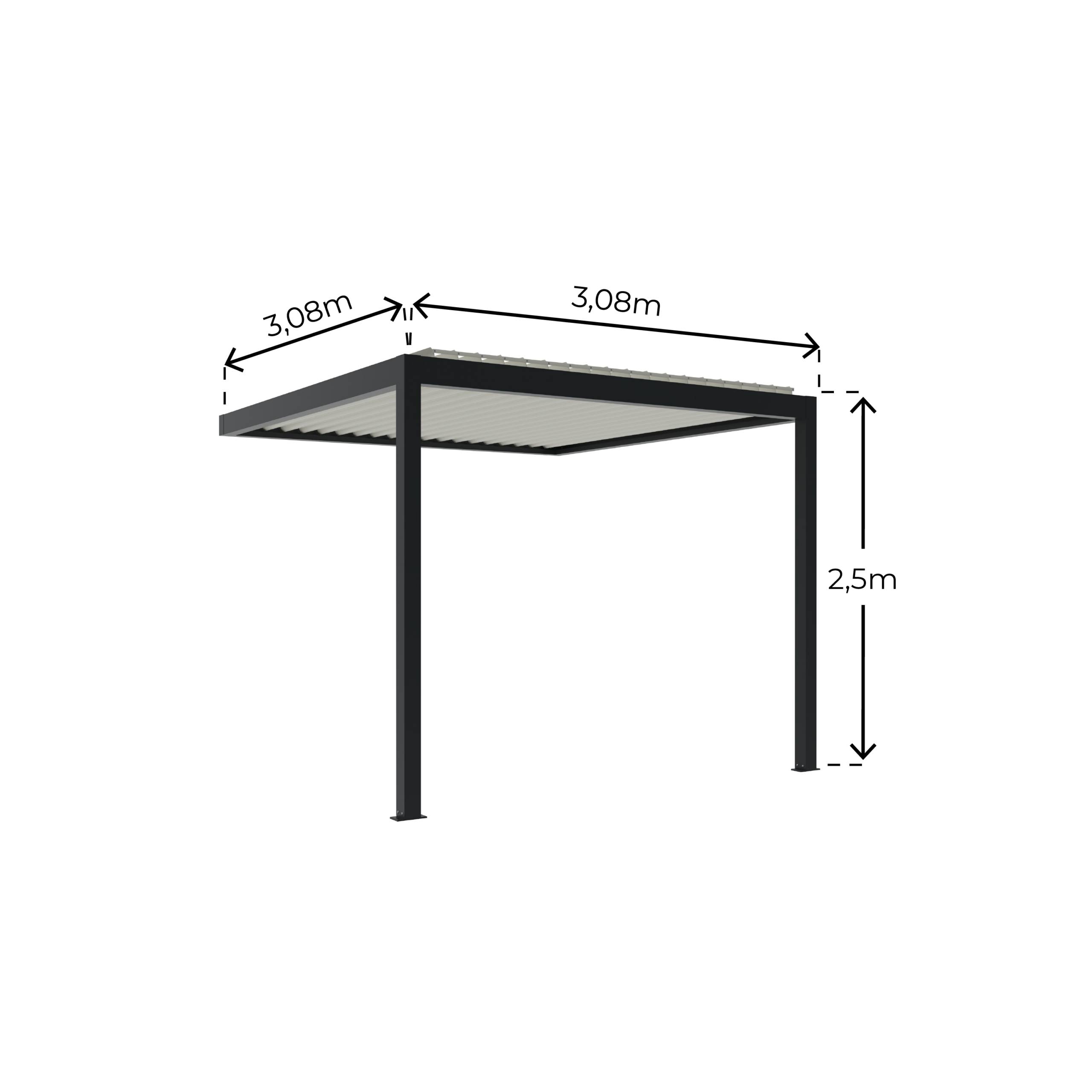 Pergola Bioclimatique Adossée Motorisée Éclairée Aluminium 3x3 Gris SV ORIAL France - Image 2