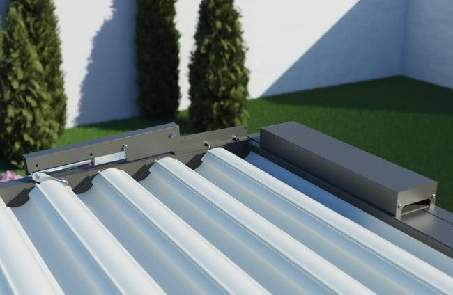 Pergola Bioclimatique Adossée Motorisée Éclairée Aluminium 3x3 Gris SV ORIAL France - Image 5