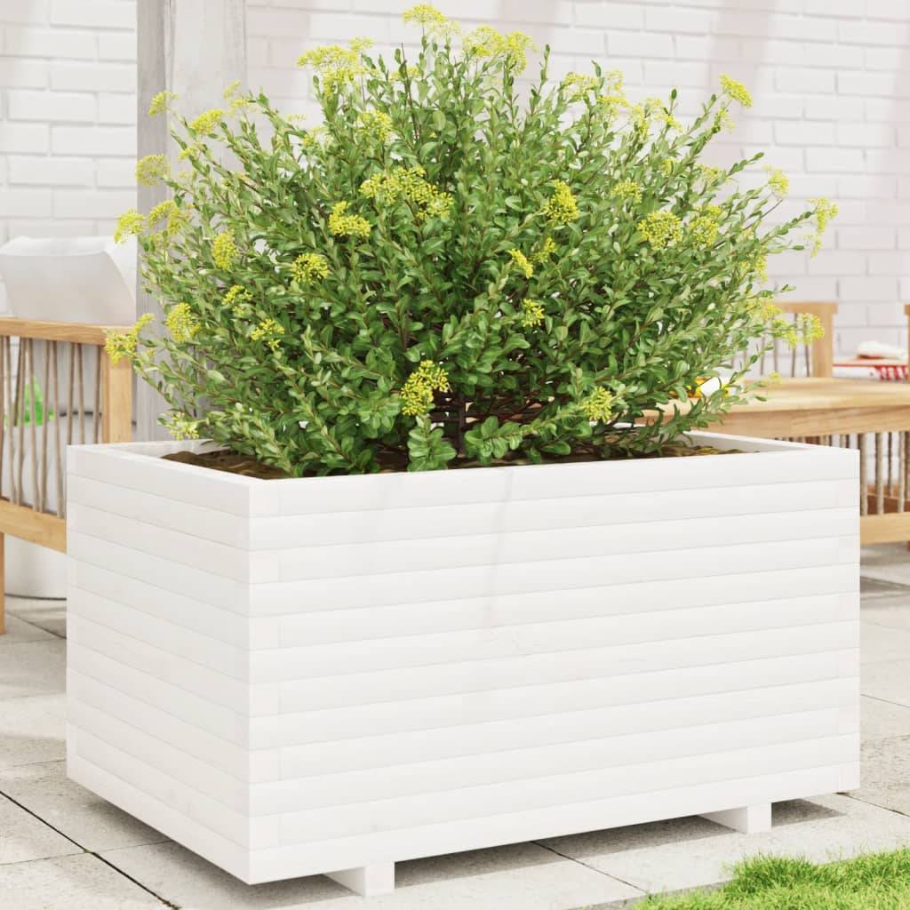 Vidaxl - Jardinière-Pot de fleur-Bac à fleurs blanc 90x60x49,5 cm bois de pin massif 599553 - Image 1