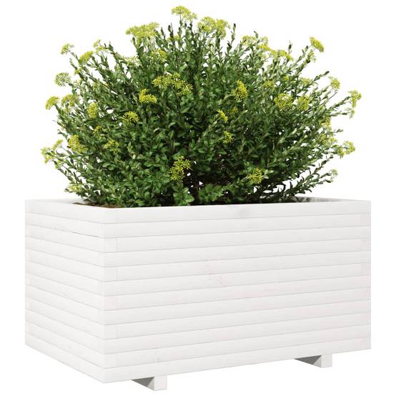 Vidaxl - Jardinière-Pot de fleur-Bac à fleurs blanc 90x60x49,5 cm bois de pin massif 599553 - Image 8