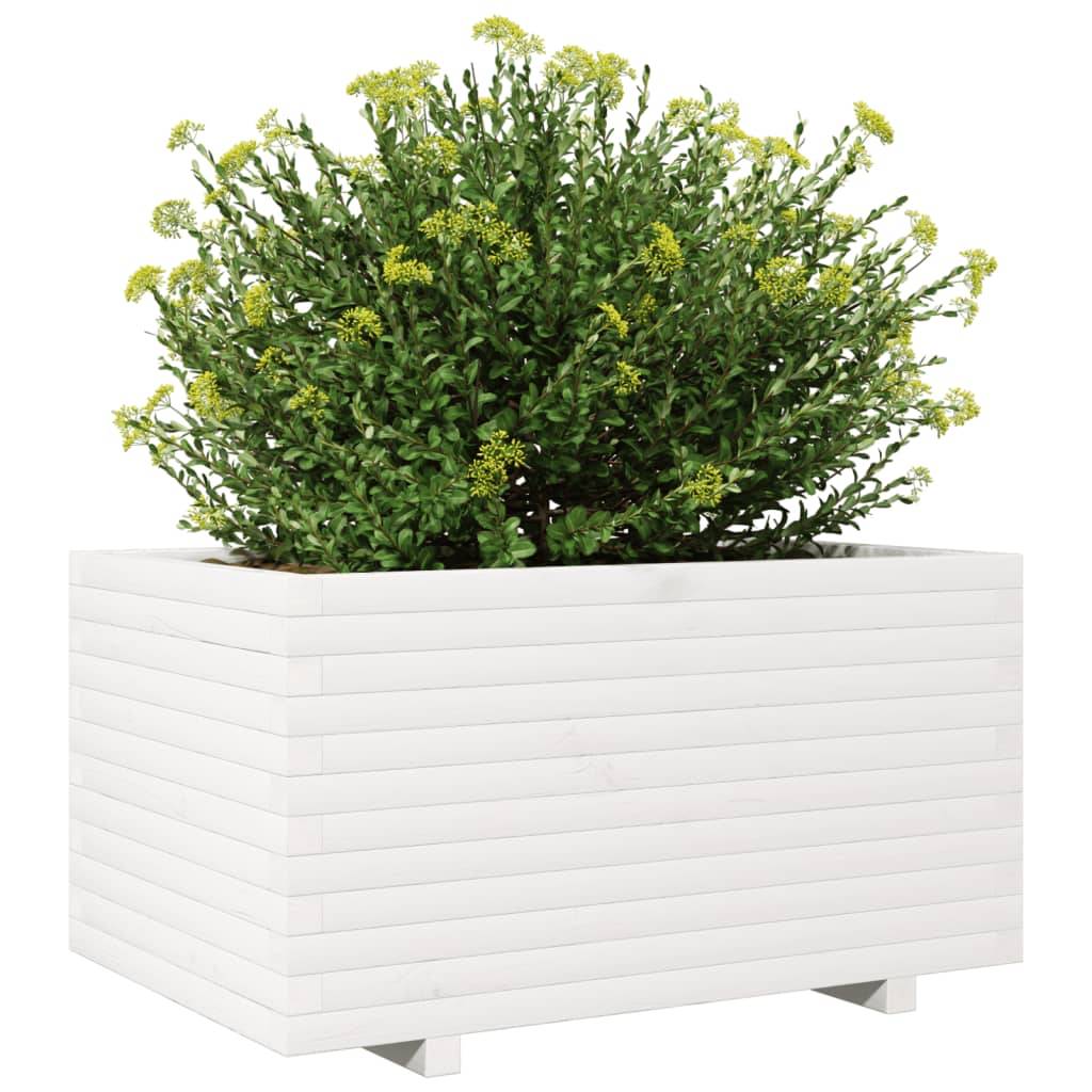 Vidaxl - Jardinière-Pot de fleur-Bac à fleurs blanc 90x60x49,5 cm bois de pin massif 599553 - Image 8