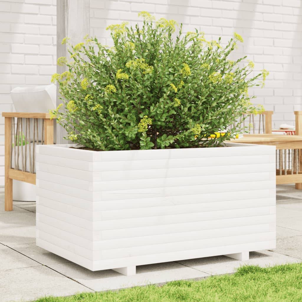 Vidaxl - Jardinière-Pot de fleur-Bac à fleurs blanc 90x60x49,5 cm bois de pin massif 599553 - Image 3