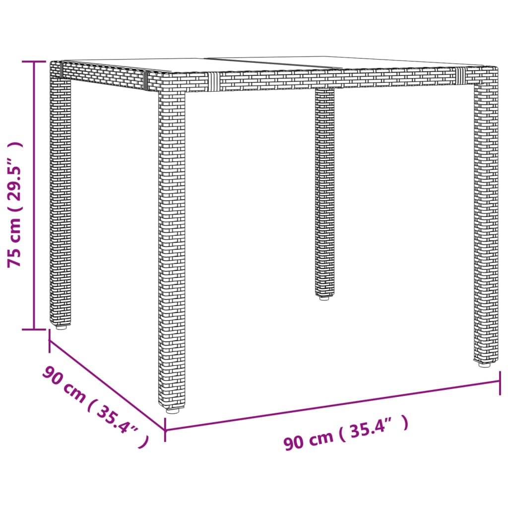 ComfortXL - Table de Jardin Carrée 90cm Beige en Résine Tressée avec Plateau en Verre Trempé Sécurit – ComfortXL Outdoor Living - Image 6