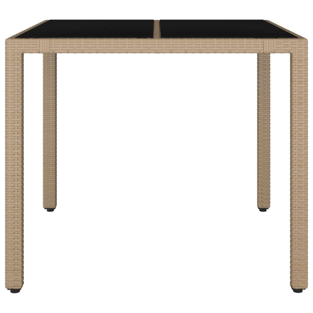 ComfortXL - Table de Jardin Carrée 90cm Beige en Résine Tressée avec Plateau en Verre Trempé Sécurit – ComfortXL Outdoor Living - Image 3