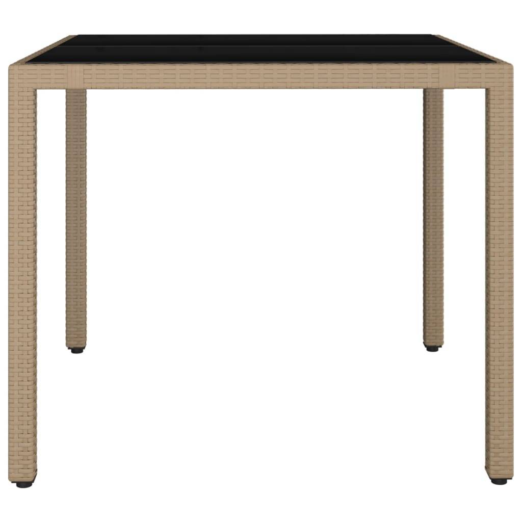 ComfortXL - Table de Jardin Carrée 90cm Beige en Résine Tressée avec Plateau en Verre Trempé Sécurit – ComfortXL Outdoor Living - Image 4