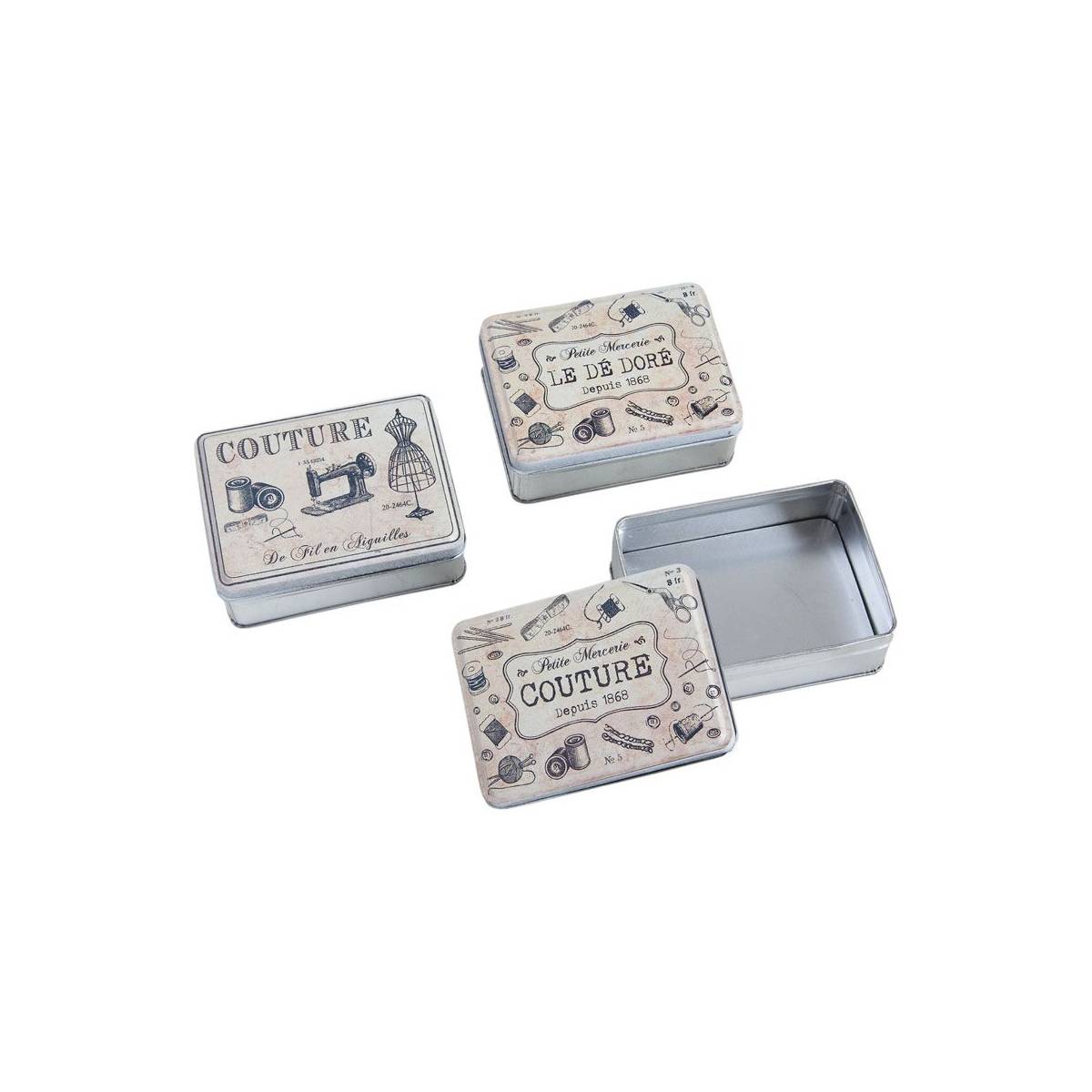 Aubry Gaspard - Boite en métal galvanisé Couture (Lot de 6)