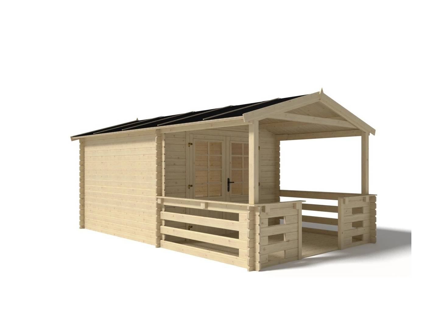 Altanka - Avant-toit en bois 3x3m pour le chalet de jardin 3m, couleur naturel - DOM394 - ALTANKA - Image 4