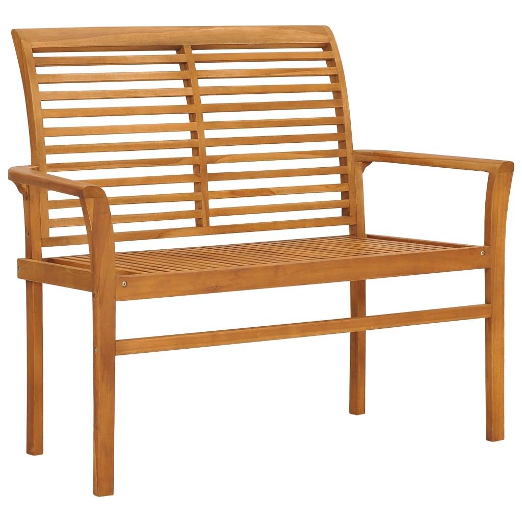 Helloshop26 - Banc de jardin meuble de patio d'extérieur terrasse avec coussin à carreaux gris 112 x 55 x 94 cm teck massif - Image 2