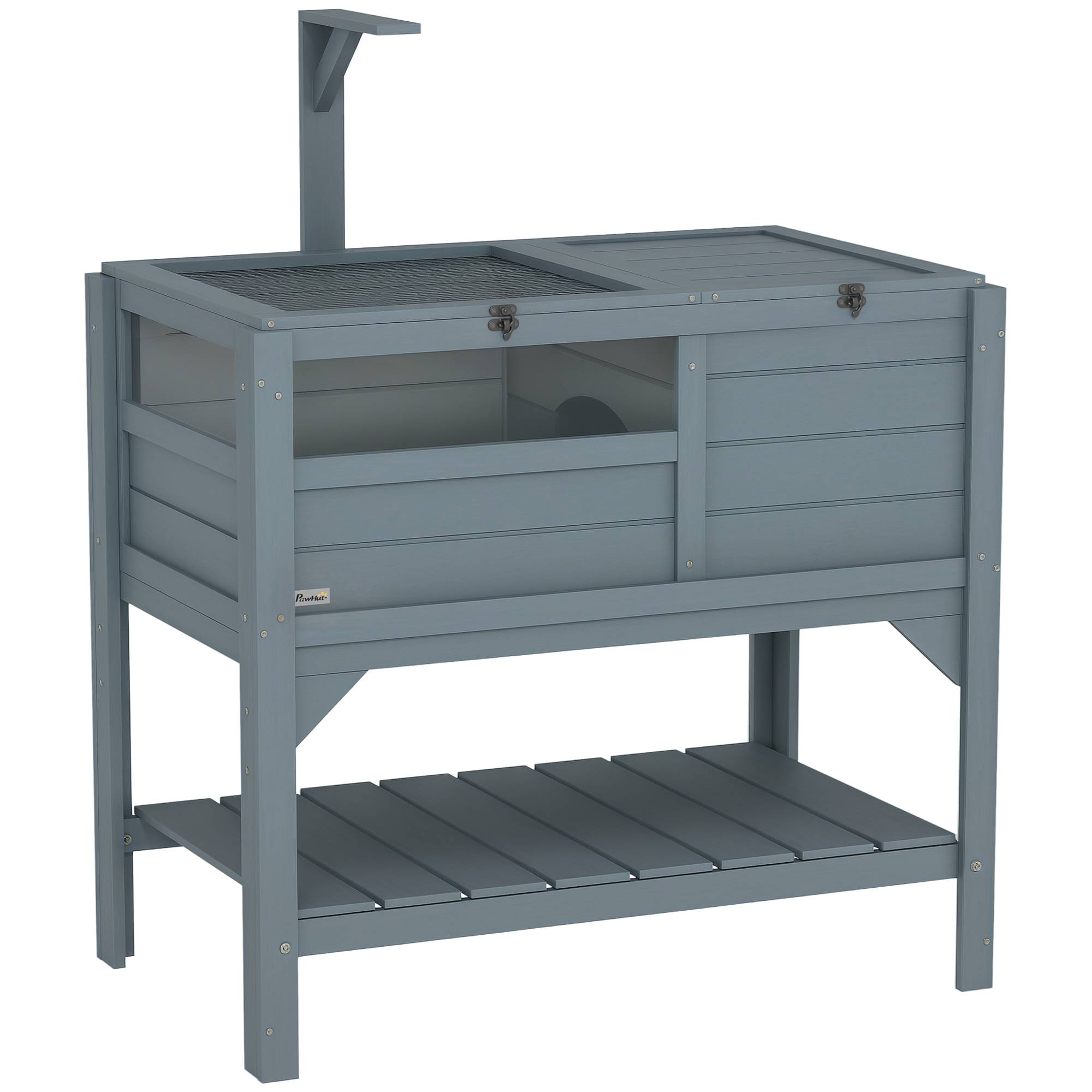 Sans Marque - Maison enclos pour tortues sur pieds avec étagère de rangement en bois de sapin - dim. 103H x 84L x 51l cm - Image 1