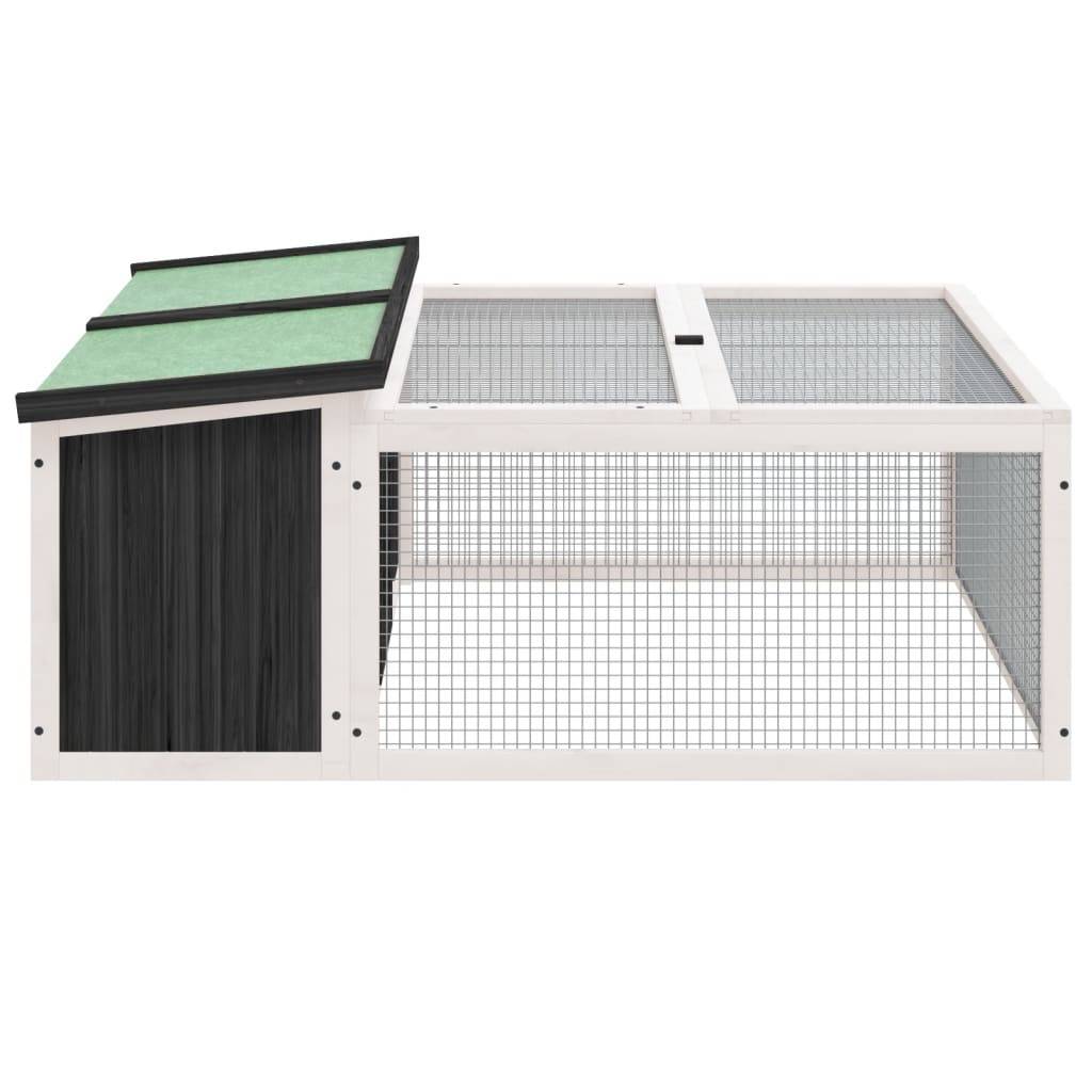 Clapier à lapins en bois avec parc de jeu pour jardin gris – ComfortXL Outdoor Living - Image 5