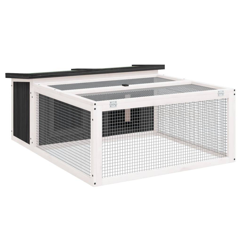 Clapier à lapins en bois avec parc de jeu pour jardin gris – ComfortXL Outdoor Living - Image 2