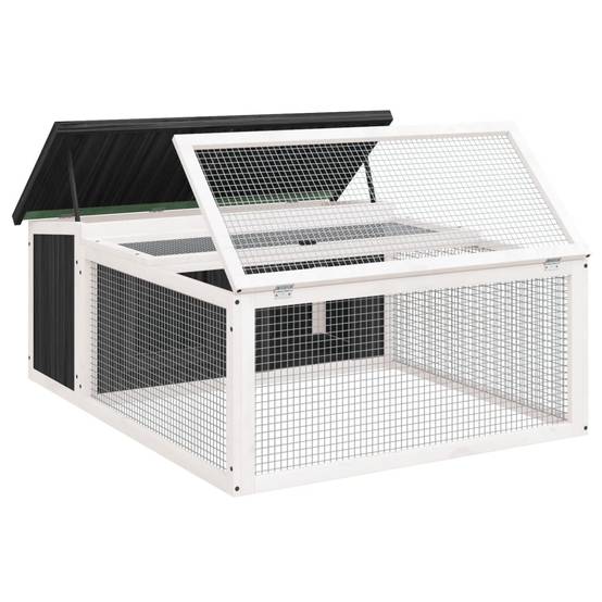 Clapier à lapins en bois avec parc de jeu pour jardin gris – ComfortXL Outdoor Living - Image 4