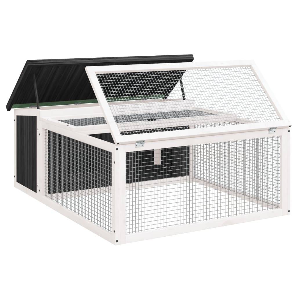 Clapier à lapins en bois avec parc de jeu pour jardin gris – ComfortXL Outdoor Living - Image 4