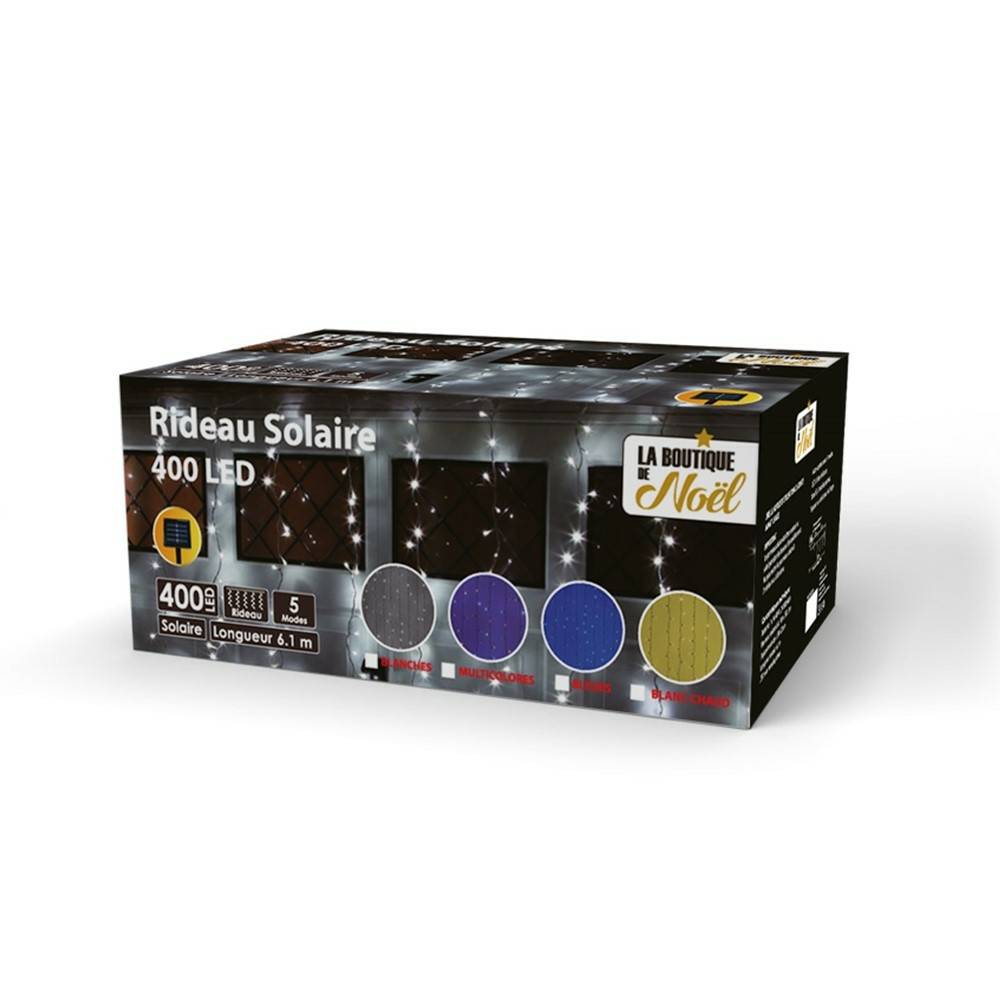 Rideau lumineux solaire extérieur 400 x 200 cm Unité Multicolore - Image 1