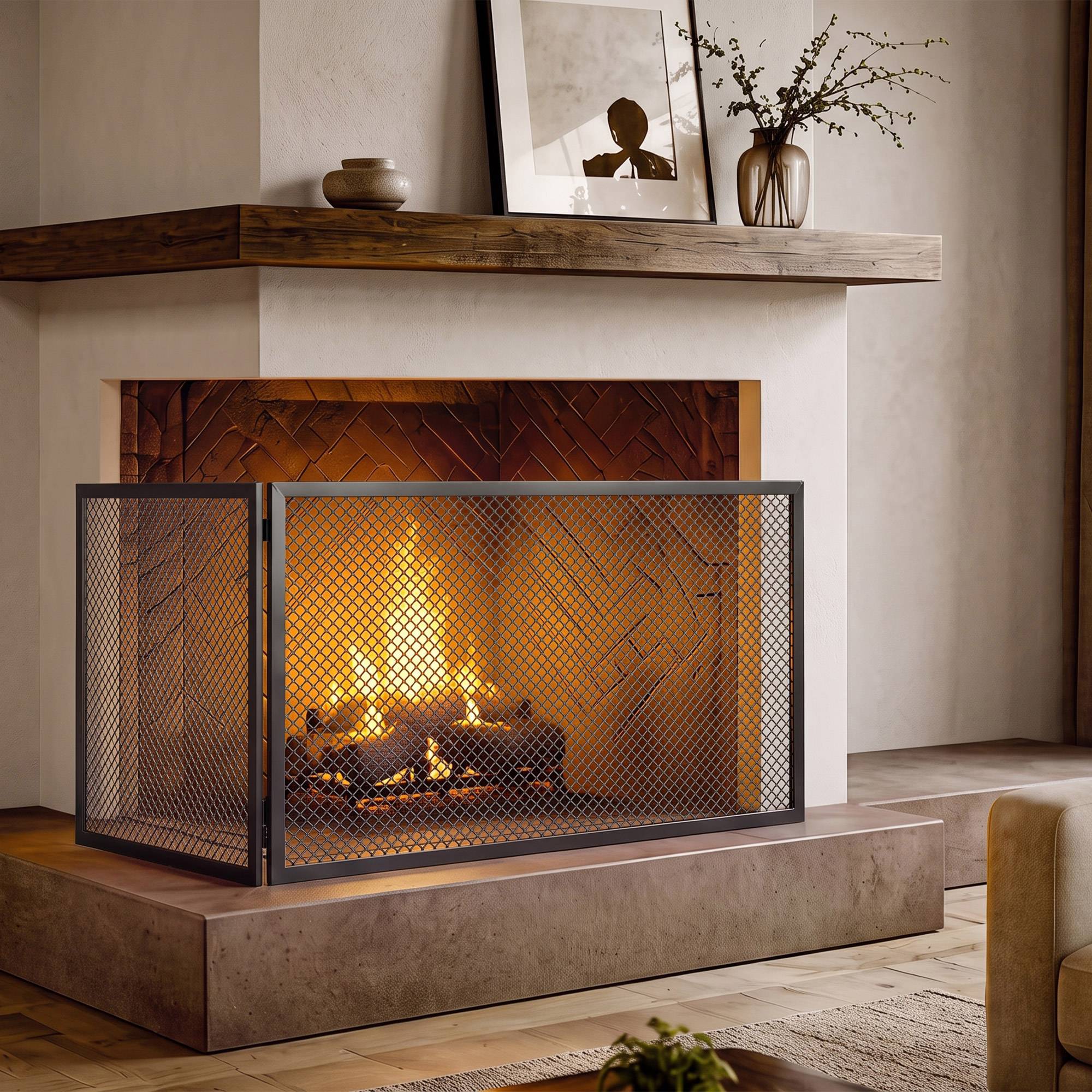 Pare-étincelles pliable en métal pour cheminée, 141 x 50 cm - Image 10