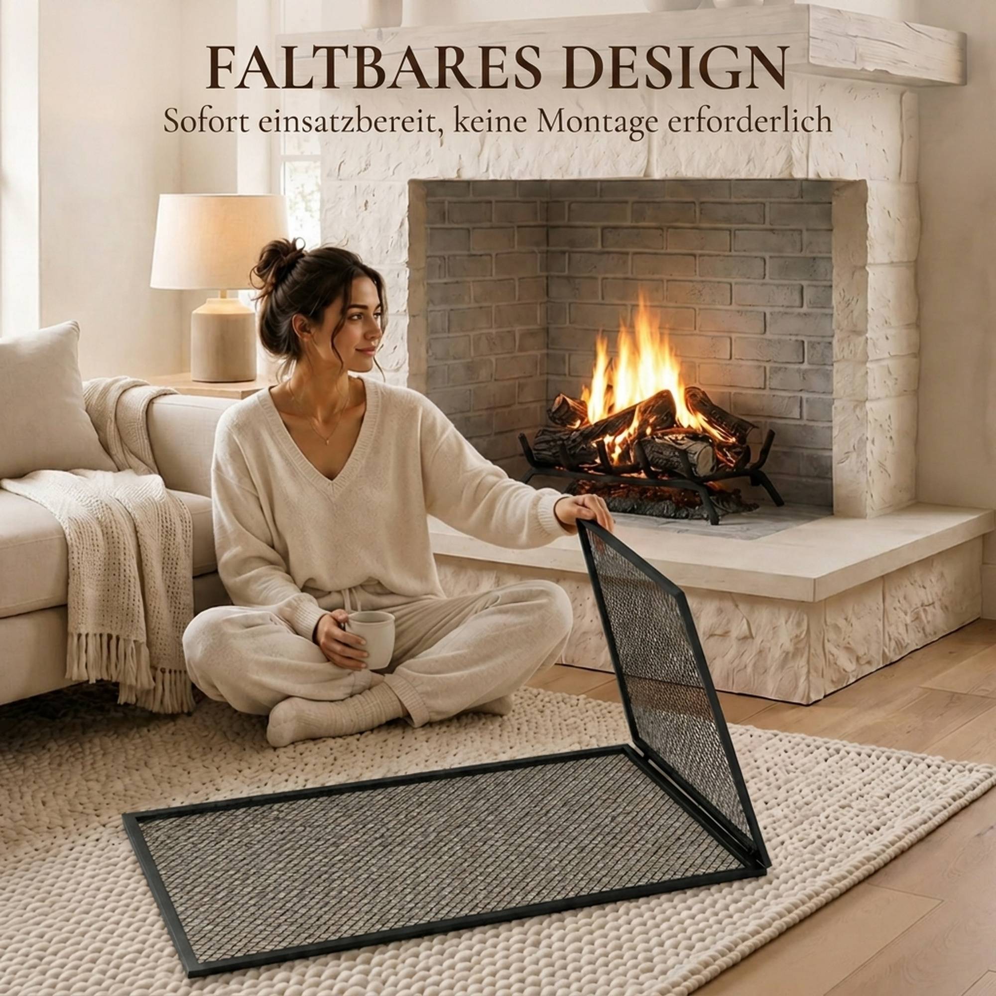 Pare-étincelles pliable en métal pour cheminée, 141 x 50 cm - Image 7