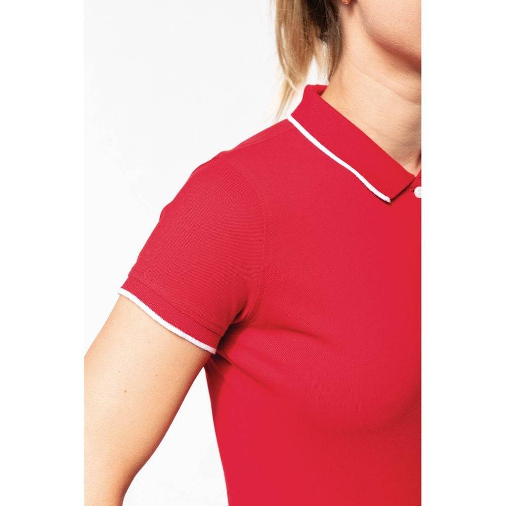 Polo maille piqué femme Kariban 100% coton Rouge / Blanc L - Image 6