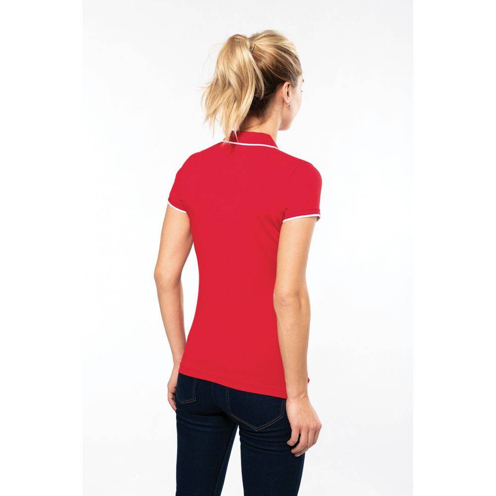 Polo maille piqué femme Kariban 100% coton Rouge / Blanc L - Image 5