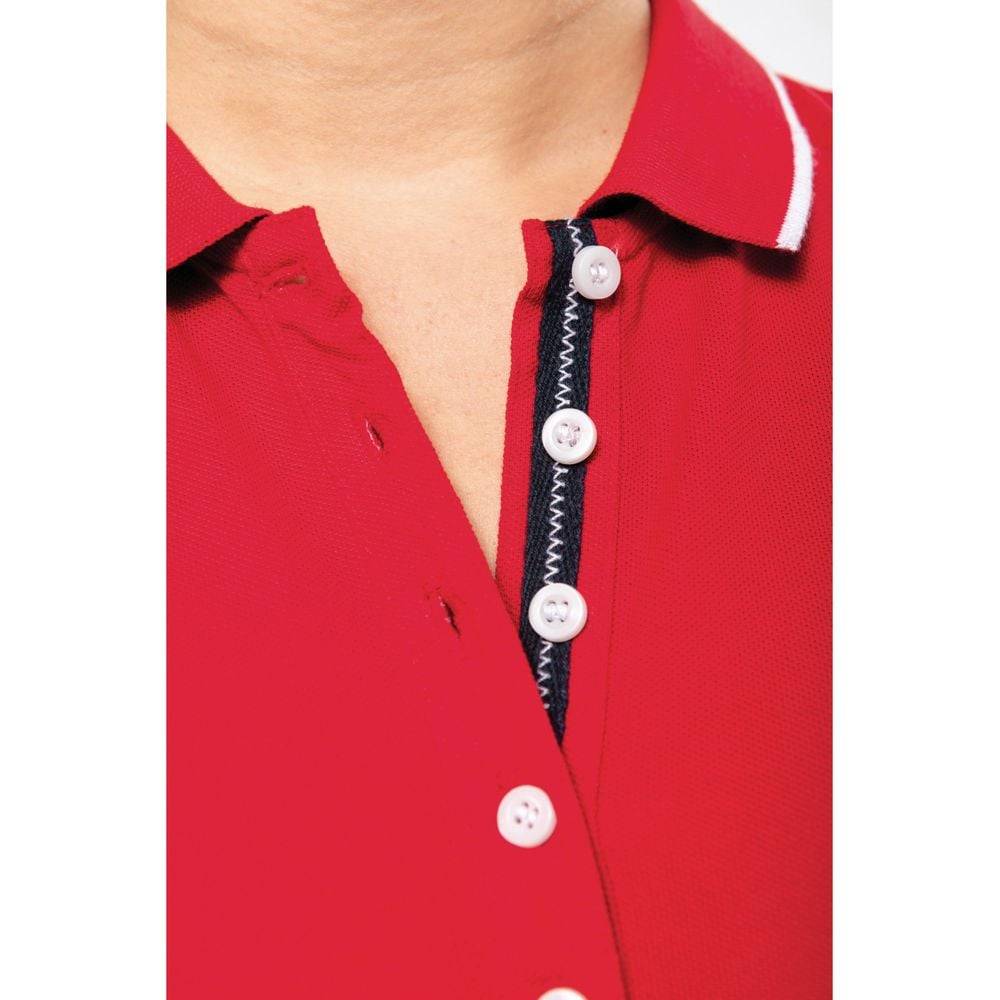 Polo maille piqué femme Kariban 100% coton Rouge / Blanc L - Image 8