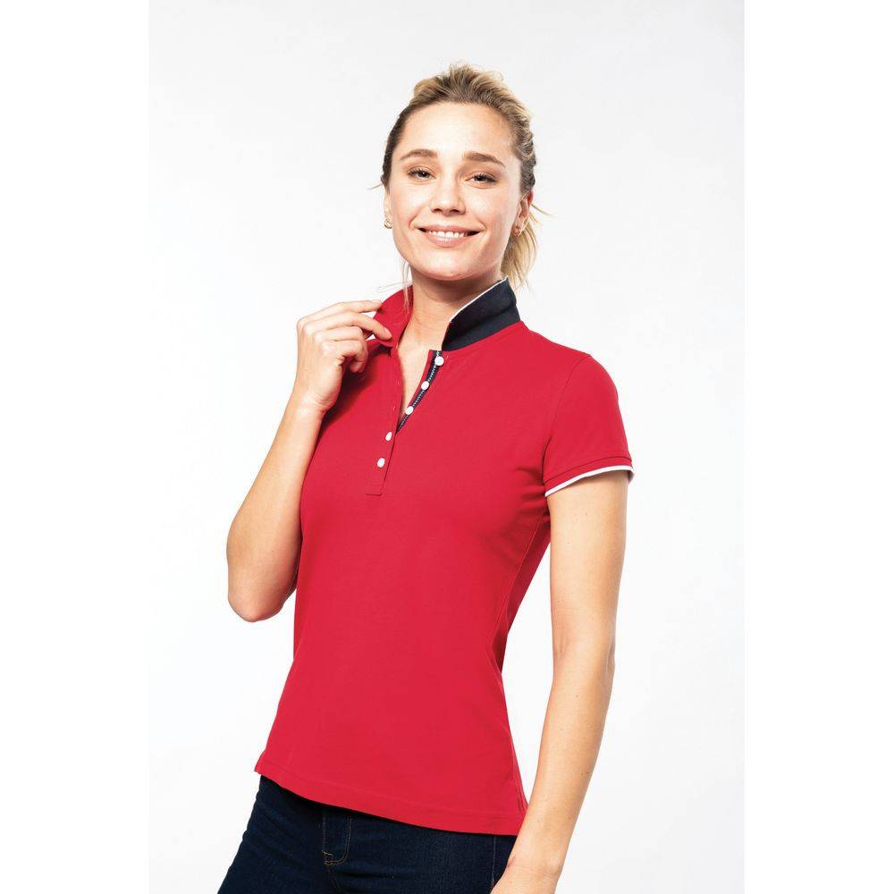 Polo maille piqué femme Kariban 100% coton Rouge / Blanc L - Image 4