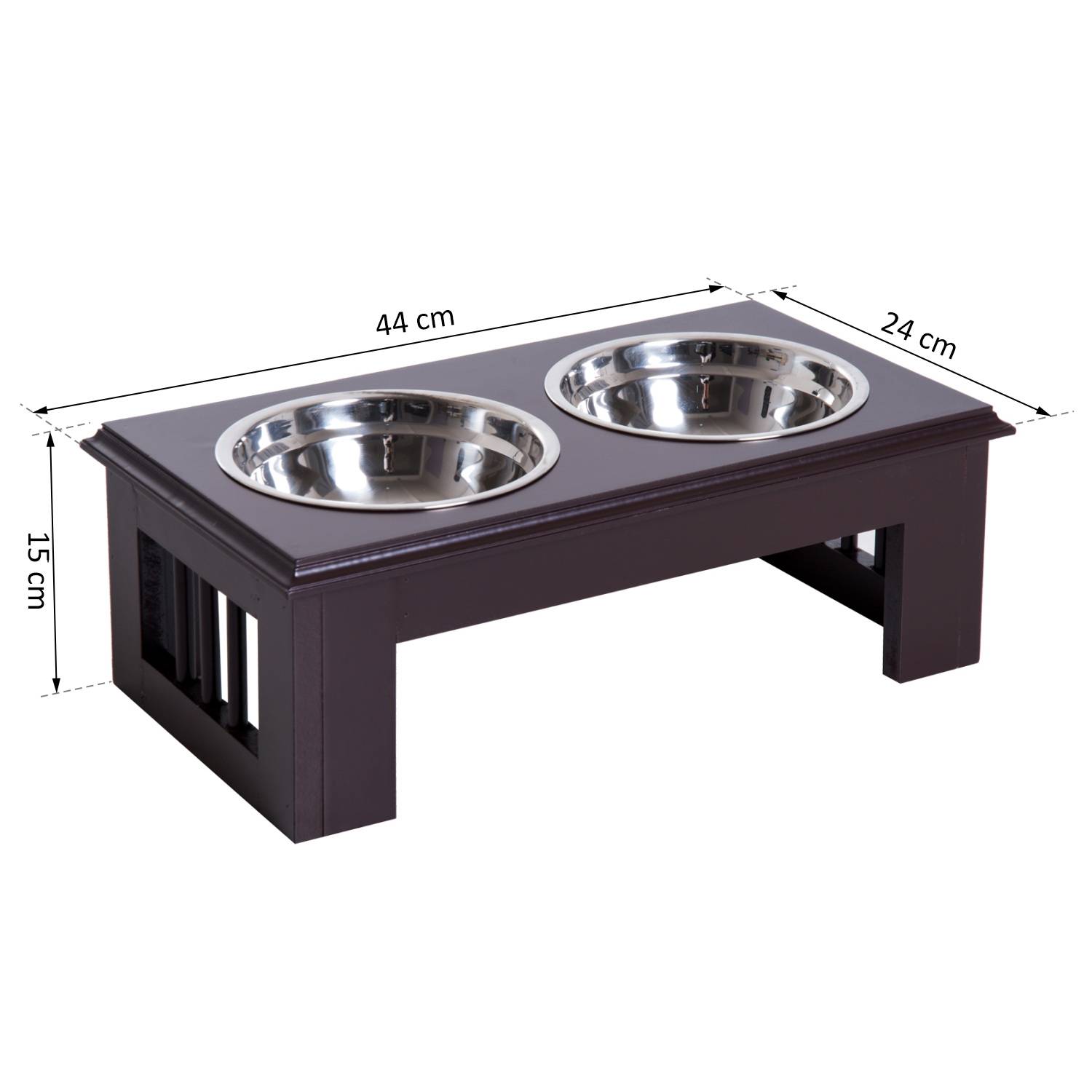 Sans Marque - Gamelle surélevée chien 2 compartiments 2x900ml inox petits chiens/chats espresso,Sans Marque - Image 5