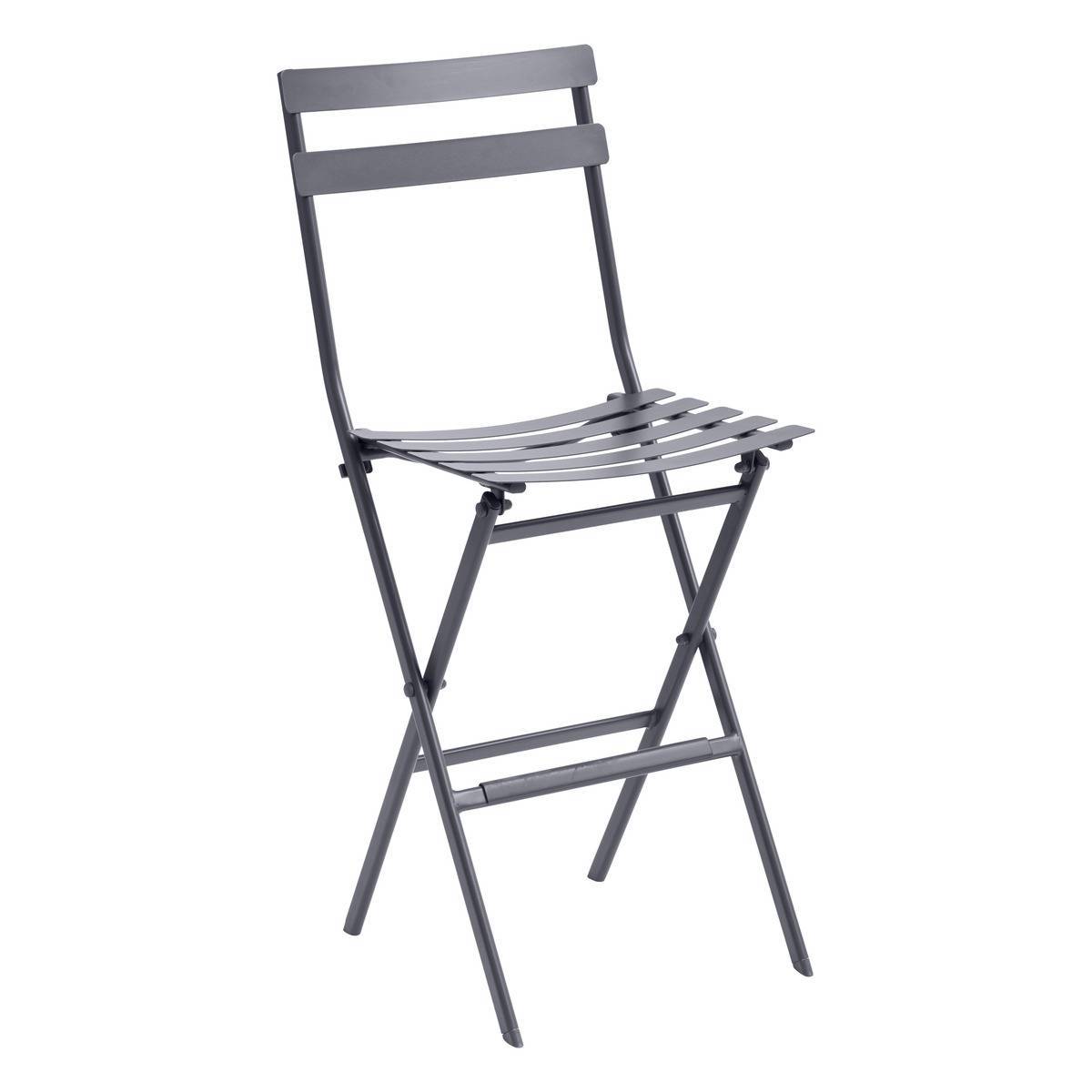 Hesperide - Lot de 2 chaises hautes pliantes de jardin "Greensboro" graphite en acier traité époxy Hespéride - Image 1