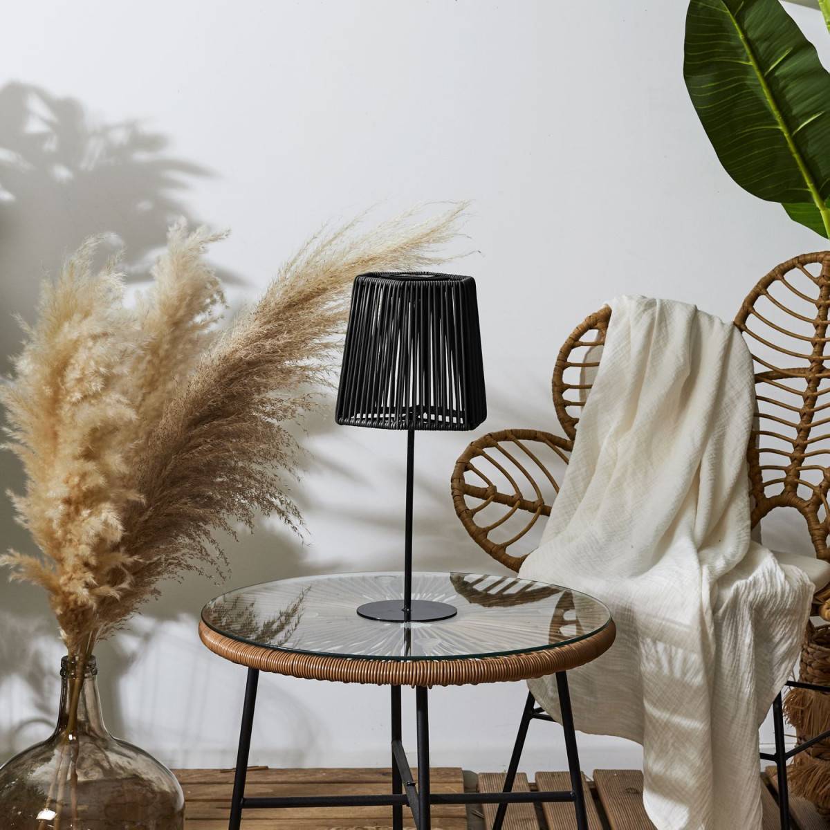 The Home Deco Factory - Lampe à Poser Extérieur Solaire "Carmine" 40cm Noir - Image 7