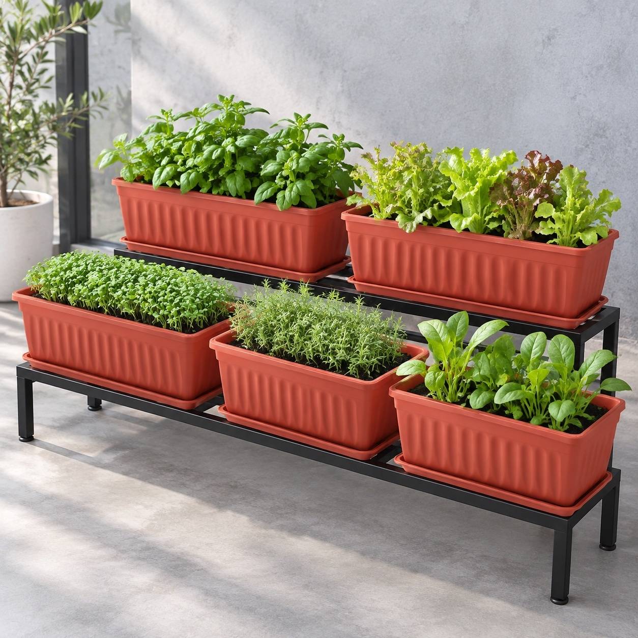 Jardinière Rectangulaire avec Bac et Étiquettes pour Plantes - Image 7