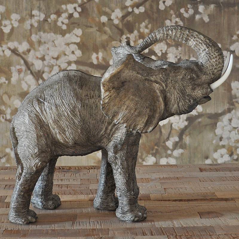 La Grande Prairie - Statuette éléphant gris résine 38x20x30cm - Image 3