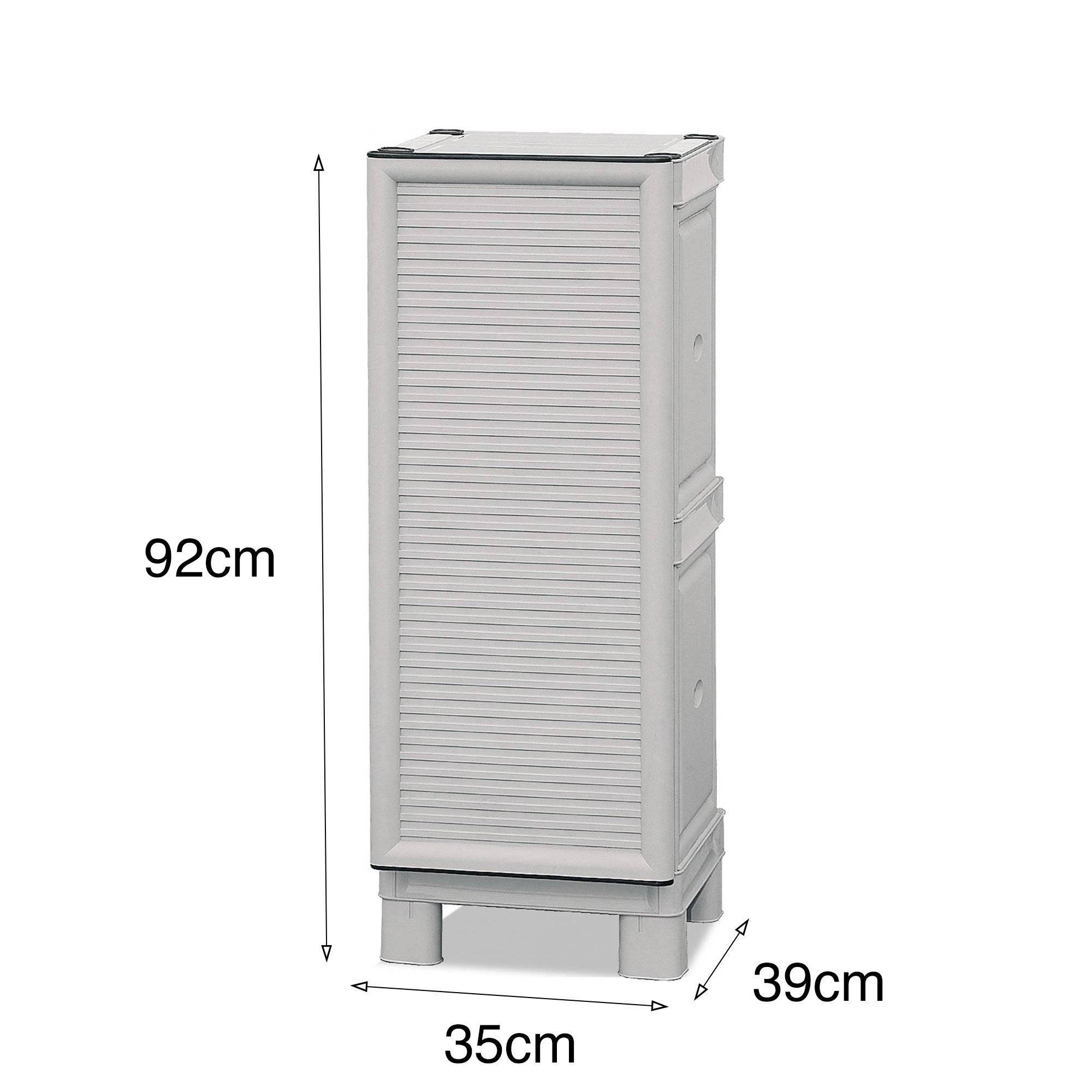 Dmora - Armoire d'extérieur Waremme, Mobilier d'extérieur, Armoire de balcon polyvalente, Armoire d'extérieur, Gris clair, 35x39h92 cm - Dmora - Image 3