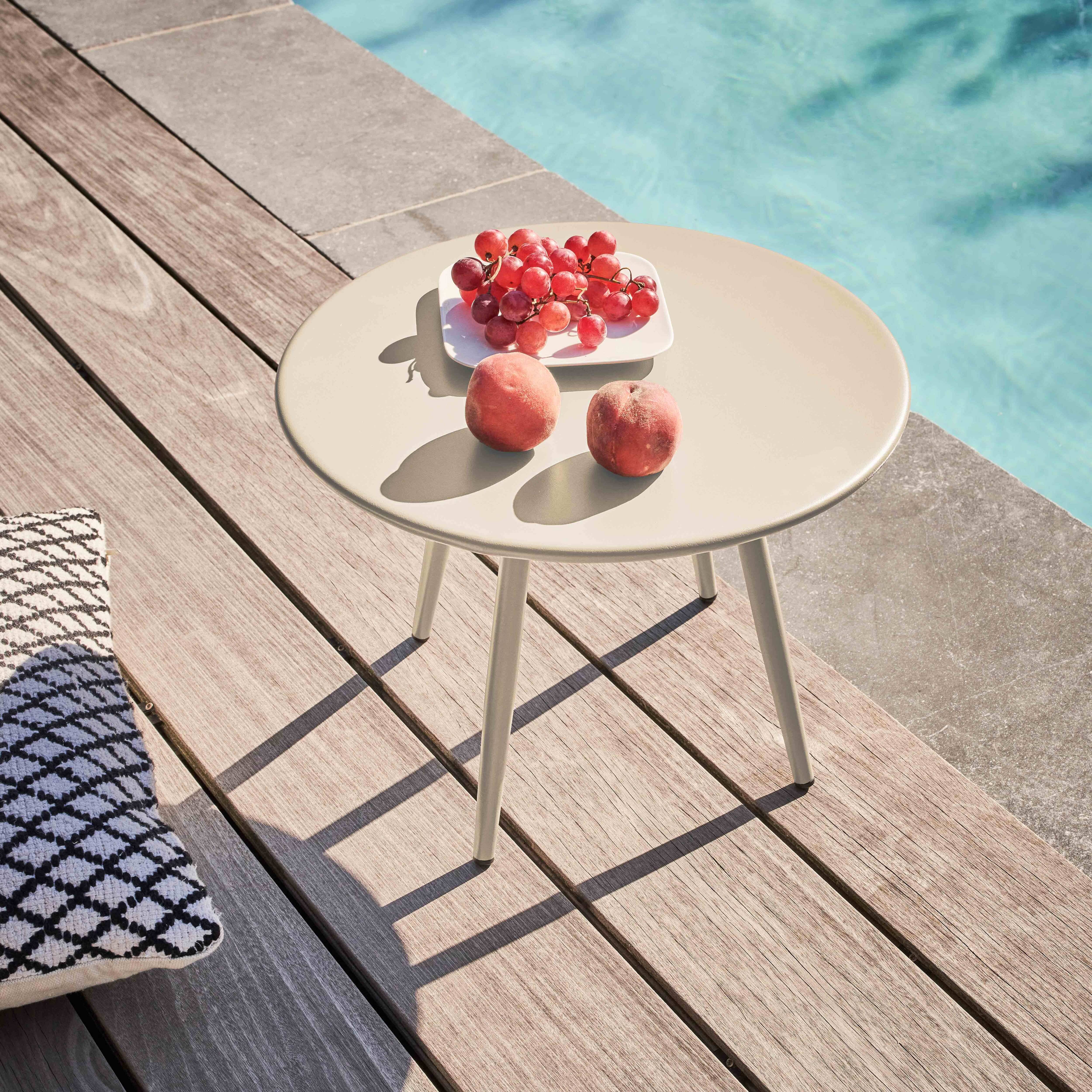 Oviala - Table basse de jardin ronde en métal ivoire 40 cm Palavas - Oviala - Image 2