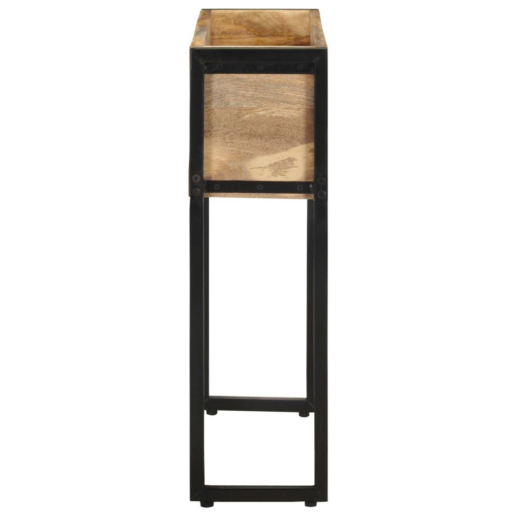 Jardinière bois de manguier et acier naturel et noir 60 x 20 x 68 cm - PANGIVO - Image 3